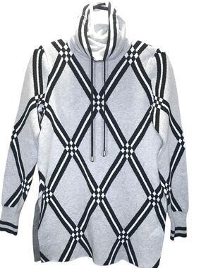 Tristan Gray Argyle Cowl Neck Sweater /Dress/ Tunic Quiet Luxury